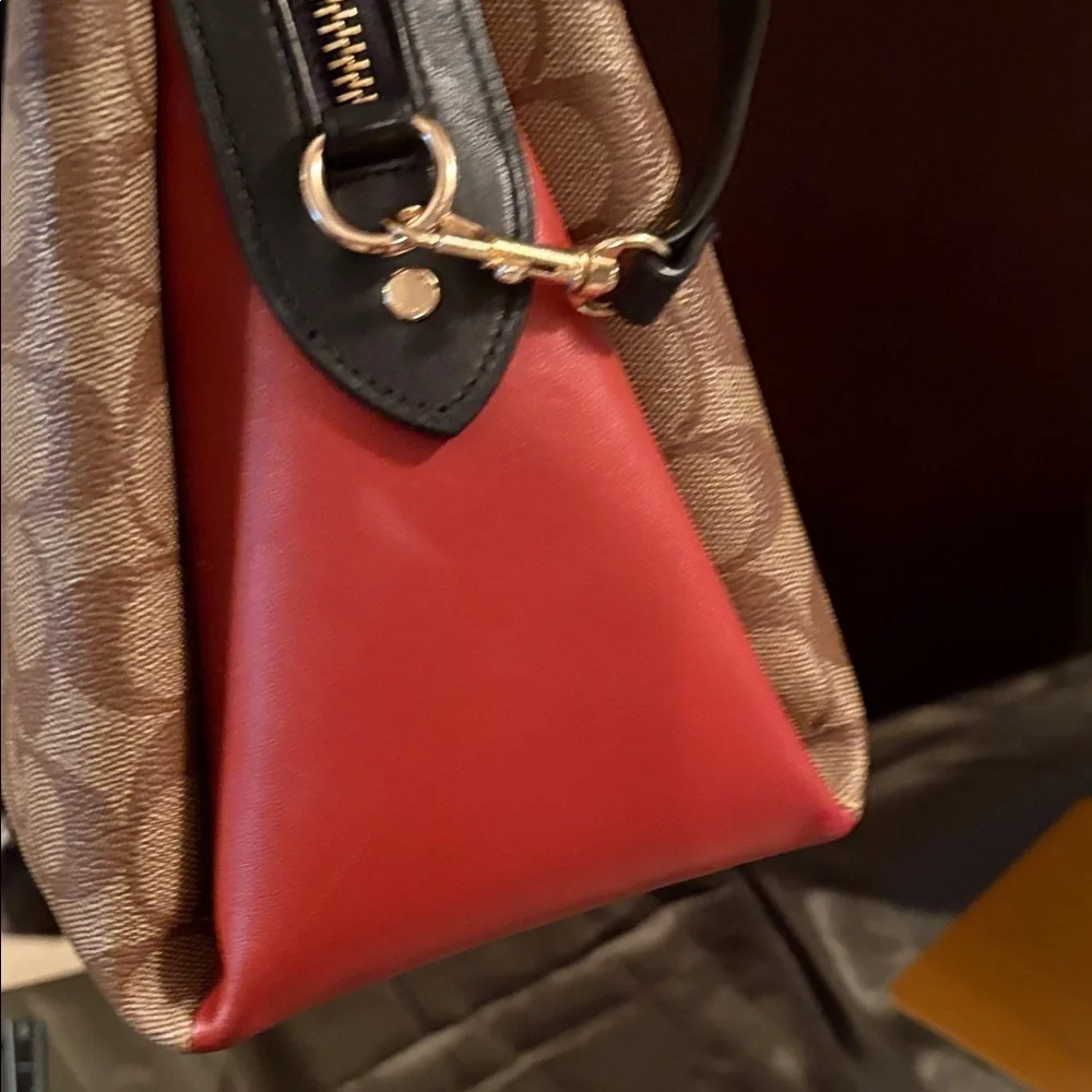 Coach Lilly Carry all Brown and Rust Signature Satchel L2123-9106